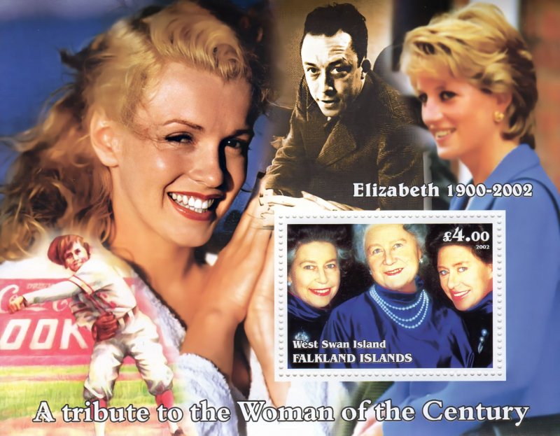 West Swan Island (Falkland) 2002 MARILYN MONROE/DIANA/QUEEN MOTHER/DISNEY SS MNH