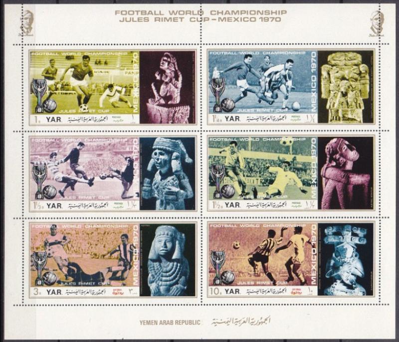 1970 Yemen YAR 1160-1165KL 1970 World championship on football of Mexico