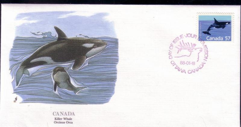 Canada FDC SC# 1173 Killer Whales L128