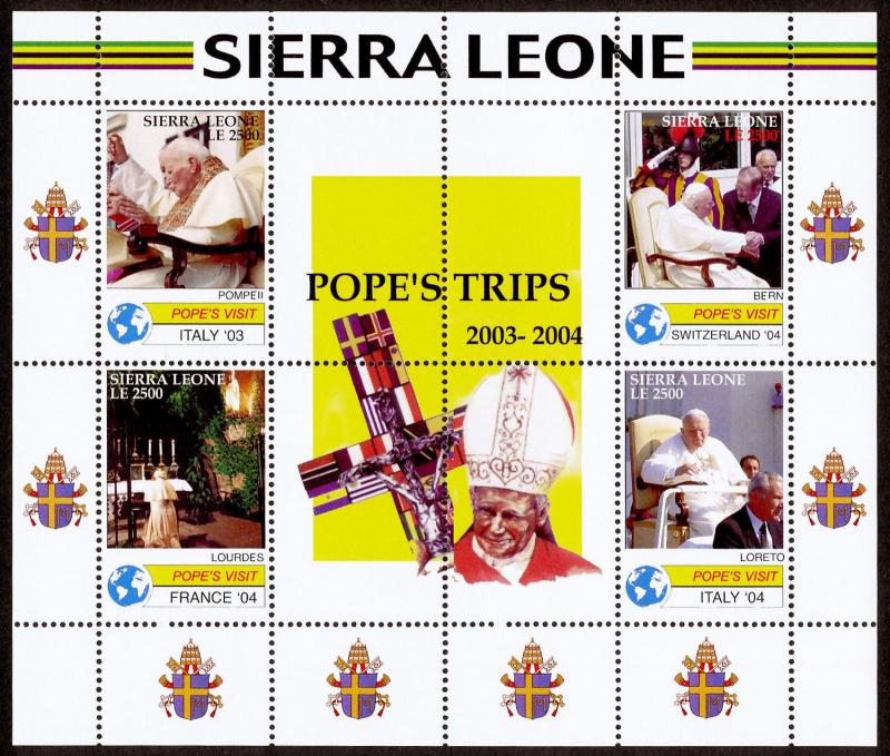 Sierra Leone 2837-8 MNH Pope John Paul II Travels