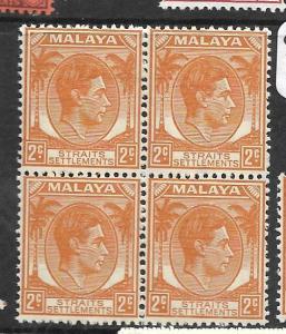 MALAYA STRAITS SETTLEMENTS (P2302B) KGVI  2C  SG 294  BL OF 4  MNH