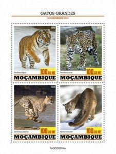 Mozambique - 2020 Big Cats, Tiger, Cheetah - 4 Stamp Sheet - MOZ200204a