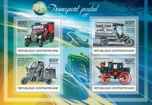 C A R - 2012 - Postal Transport - Perf 4v Sheet - Mint Never Hinged