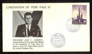 VATICAN CITY 1963 JOHN F KENNEDY CACHET Cover Sc C35