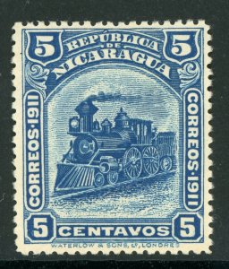 Nicaragua 1912 Bluefields  Waterlow Train 5¢ Scott 1L113 Mint W509 