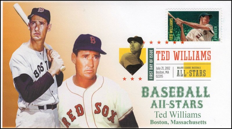 AO-4694-2, 2012, Ted Williams, Add-on Cachet, Baseball All-Stars, DCP, SC 4694 