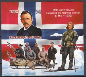 Mali, 2011 issue. Antarctic Explorers, IMPERF s/sheet.