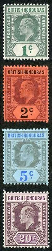 British Honduras SG80/3 1902 Set of 4 wmk Crown CA Fresh M/Mint 