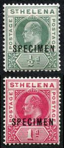 St Helena SG53/4s KEVII Set of 2 opt SPECIMEN M/Mint