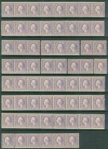 USA : 1917. Scott #493. 150 stamps all from Coil roll. PO Fresh & NH. Cat $6,900