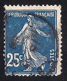 France #168 25C Sower, Blue Stamp used AVG