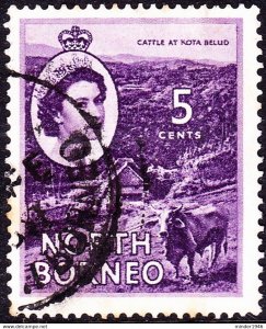 NORTH BORNEO 1954 QEII 5c Reddish Violet SG376 Used