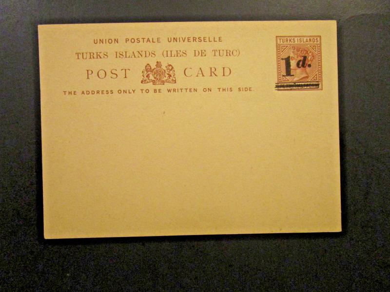 Turks Islands Victoria Postal Card 1d Ovpt on 1/2d - Unused - Z4796