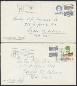 1974 Two Registered Covers, Different Toronto-Dominion Centre Postal Stn R # Box