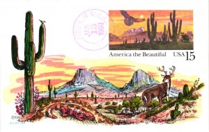 UX127 Red=Tailed Hawk Sonora Desert – Collins Hand Painted Cachet