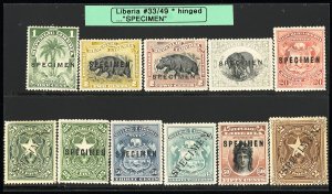 Liberia Stamps # 33-49 MH VF Specimen Overprints