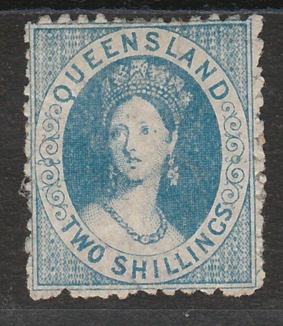 QUEENSLAND 1880 QV CHALON 2/- LITHOGRAPHED