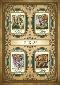 TCHAD CHAD 2017 SHEET TIGERS WILD CATS FELINES WILDLIFE tch17116a