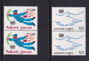 United Nations Geneva  #133-134 MNH  1985 postman and doves . in pairs