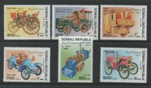 Thematic Stamps Transports - SOMALI REP 1997 TOY CARS 6v mint
