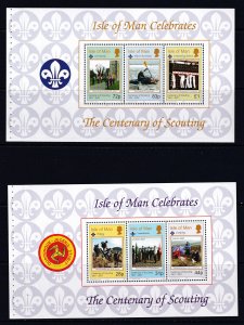 Isle Of Man  2007 -  Scout Centenary - MNH - 4 Panes Bklt Panes # 1182-1188