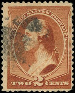 US Sc 210 F/USED - 1883 2¢ Washington  - Attractive Stamp - No Faults