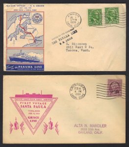 US CANAL ZONE 1930's FOUR NAVY CVRS SANTA PAULA SS ANCON USS SIRIUS & US FRIGATE