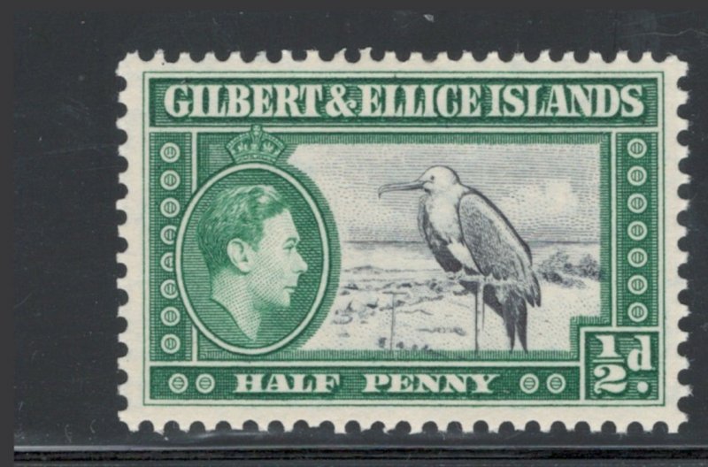 Gilbert & Ellice Islands 1939 King George VI & Frigate Bird 1/2p Scott #40 MH