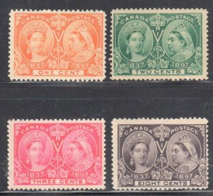 Canada #51, 52, 53, 56 MINT NH Jubilee C$480.00++ -- Perfect gum on 4 stamps