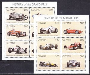 Guyana, Scott cat. 3337-3338. Grand Prix on 2 sheets of 6. ^