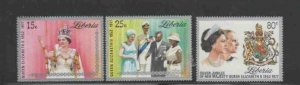 LIBERIA #788-790 1977 REIGN OF QEII 25TH ANNIV. MINT VF NH O.G aa