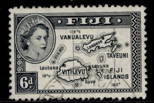 FIJI QEII SG287, 6d black, FINE USED.