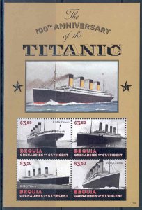 BEQUIA   2013 100th ANNIVERSARY SINKING OF THE TITANIC  SHEET MINT NH