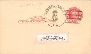 United States Pennsylvania Snedekerville 1957 4f-bar  1967-1963  Postal Card ...