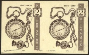 Austria 1970 Imperf Proof Mi1345PU Pair 1830 Watch 106399