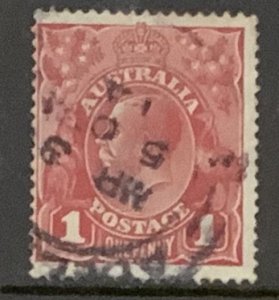 AUSTRALIA GV HEADS 1920 1d CARMINE-RED DIE2 SG21d  USED