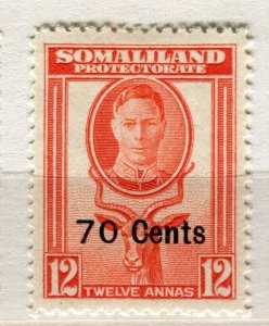 SOMALILAND PROTEC; 1951 early GVI surcharged issue Mint hinged 70c. value