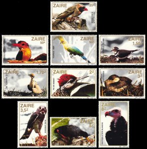 Zaire 1982 BIRDS Scott #1091-1100 Mint Never Hinged