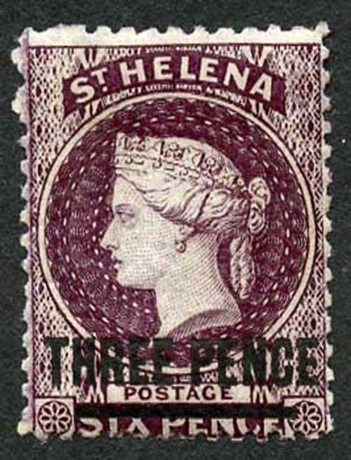 St Helena SG11 3d type B Deep Dull Purple wmk CC Perf 12.5 Fresh M/Mint