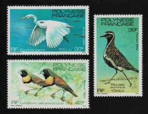 Fr. Polynesia Heron Plover Mannikins Birds 3v 1982 MNH SG#379-381