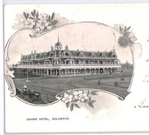 RHODESIA BSACo Superb ART NOUVEAU Postcard GRAND HOTEL *Bulawayo* 1902 CDS YO148