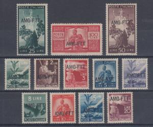 Trieste Sc 58-69 MLH. 1949-1950 AMG-FTT ovpts on 1945-1948 Italian definitives