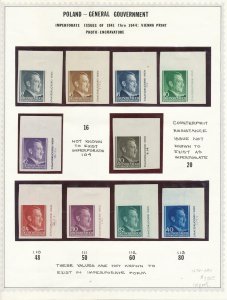 Poland Scott # N76-90 MH IMPERF Set - 1941 Issue