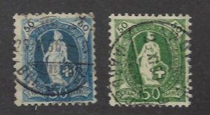 Switzerland SC#86, 96 Used  F-VF SCV$42.00...Nice Stamps!