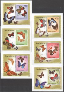 B1349 2010 Guinea-Bissau Butterflies Fauna Insects 6 Lux Bl Mnh