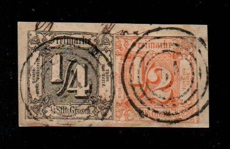 Thurn and Taxis #15, 17 On Piece  Used  Scott $122.50