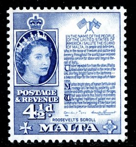 Malta 1956 British KGVI 4½p Blue Self Government Scott #253 MNH U670
