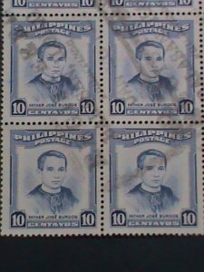 ​PHILIPPINES STAMP-FATHER JOSE BURGOS WITH COMPLETE CANCEL USED BLOCK OF 9-VF