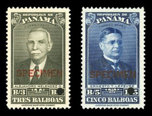 Panama #C80-81, 1943 Melendez and Lefevre, set of two, overprinted Specimen, ...