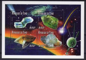 Chad 1996 Sc#653D  Minerals/Halley's Comet/Space Sheetlet (4) Perforated MNH
